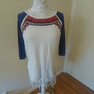Free People Embroidered Baseball Tee